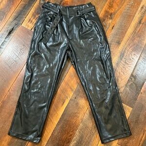 Abercrombie & Fitch Black Faux Leather High Waist Belted Pants Women’s Medium